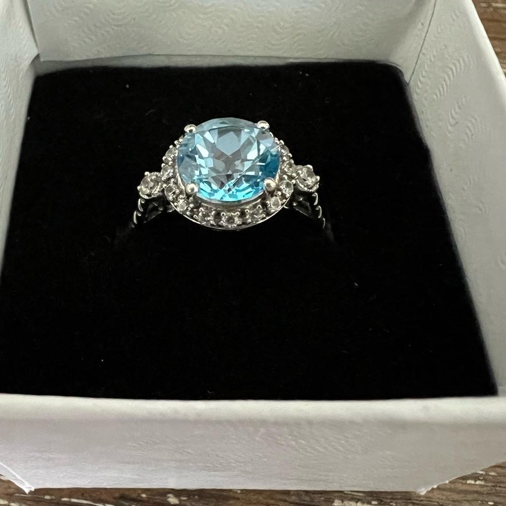 Sterling silver blue topaz ring​